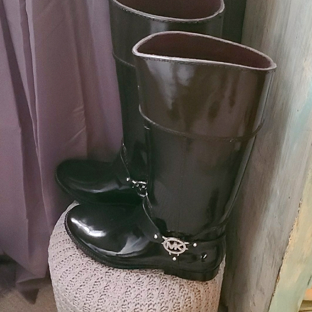 Black high rain boots